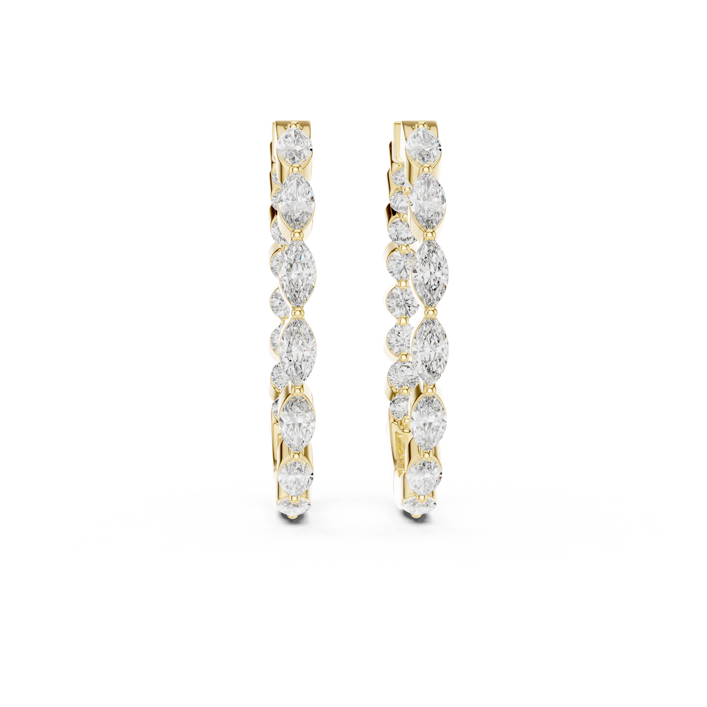 Pendientes Aro Alternado Marquise y Redondo 0.65ctw en Córdoba, España | Diamante Creado en Laboratorio Color D Claridad VS | Oro 10K/18K, Plata y Platino