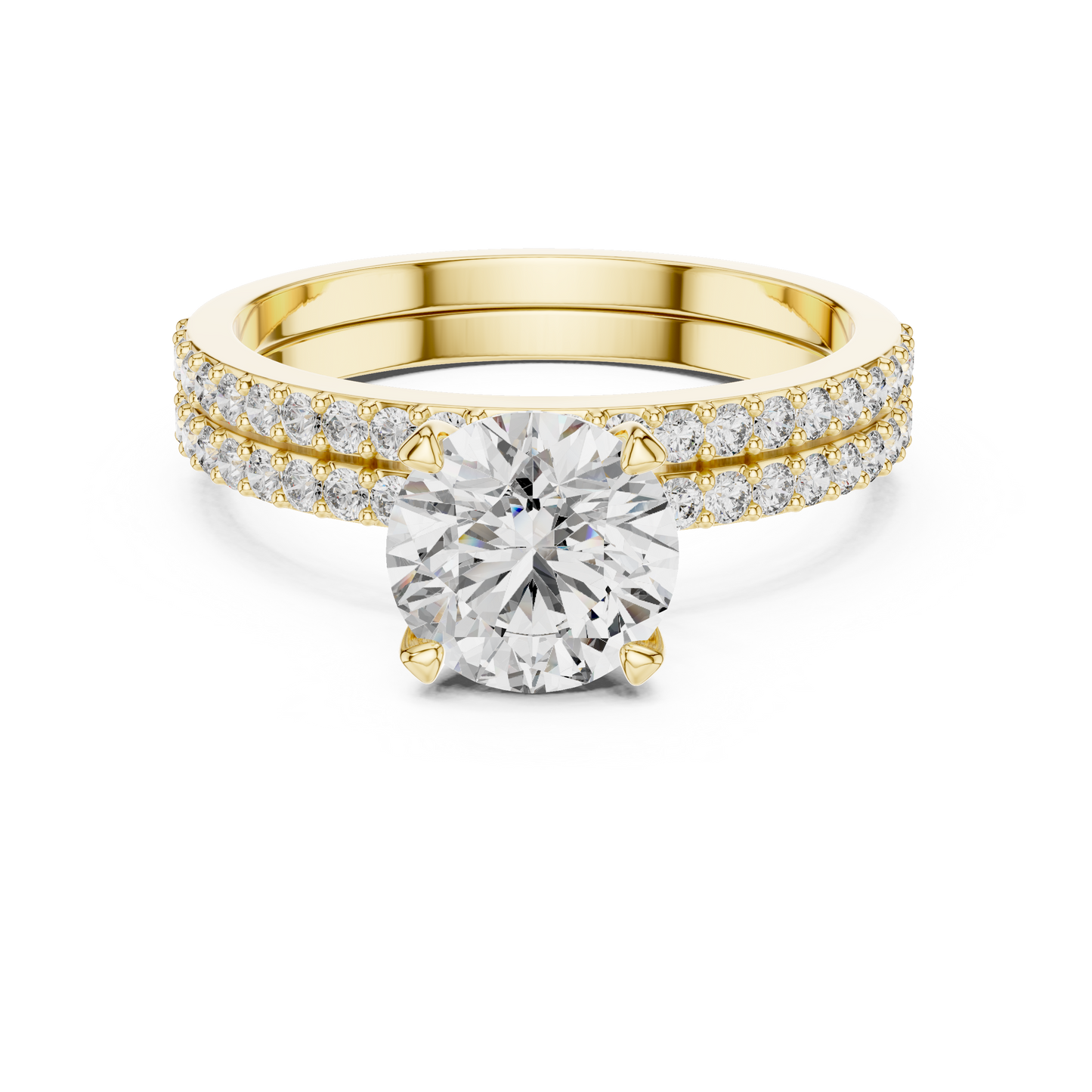 Anillo Solitario con Doble Fila de Pavé 1.87ctw en Córdoba, España | Diamante Creado en Laboratorio Color D Claridad VS | Oro 10K/18K, Plata y Platino (Tallas Disponibles 8-20)
