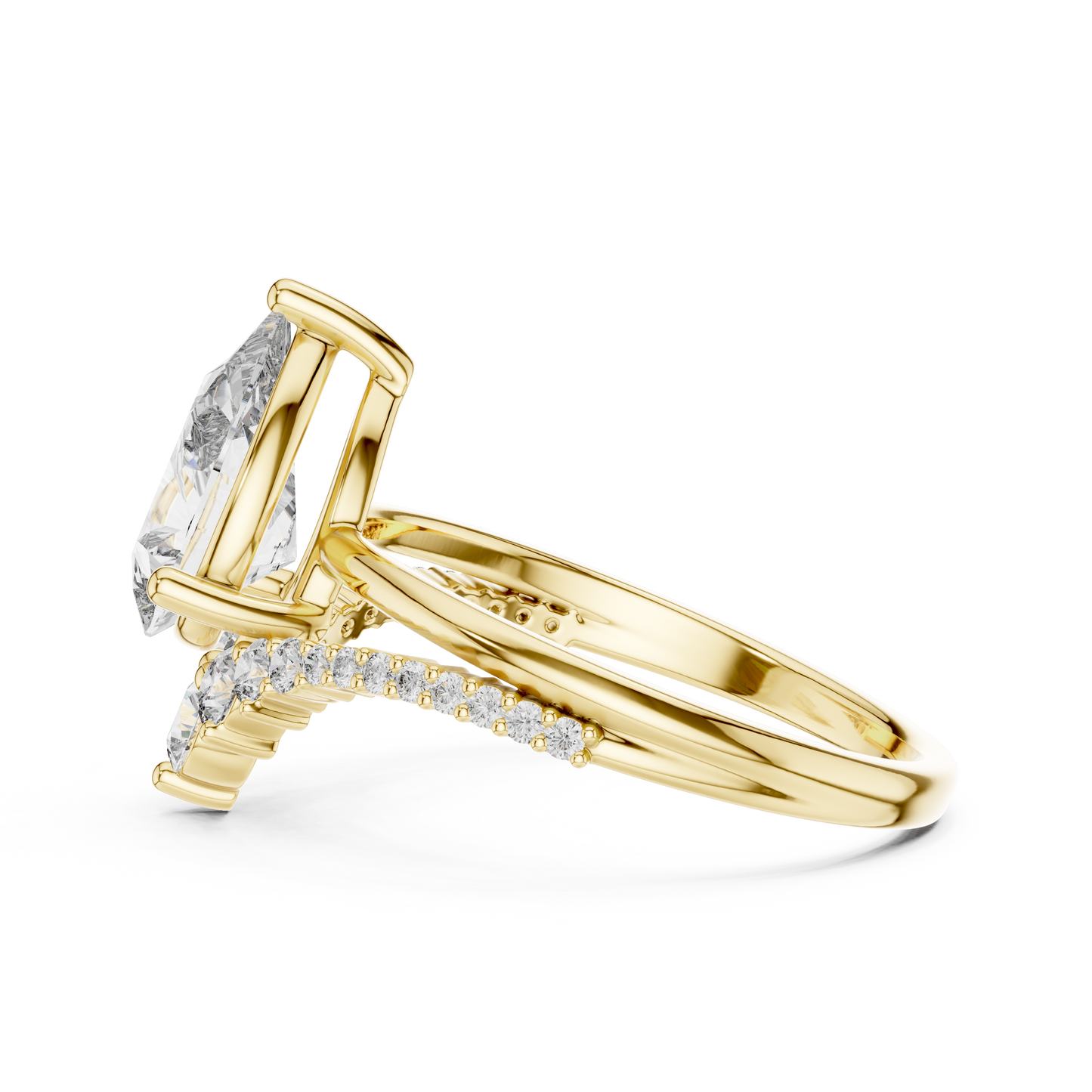 Solitario Pera con Banda de Pavé Graduado de 2.35ct en Córdoba, España | Diamante Creado en Laboratorio Color D Claridad VS | Oro 10K/18K, Plata y Platino (Tallas Disponibles 8-20)