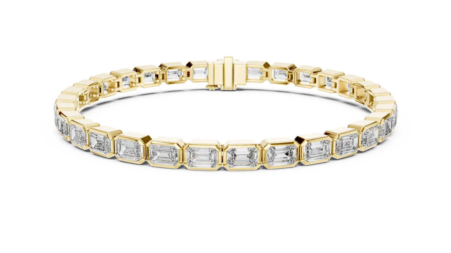 Brazalete Tennis con Diamantes Corte Esmeralda de 9.30ct en Córdoba, España | Diamante Creado en Laboratorio Color D Claridad VS | Oro 10K/18K, Plata y Platino (Disponible en Tallas 16 cm, 18 cm y 20 cm)