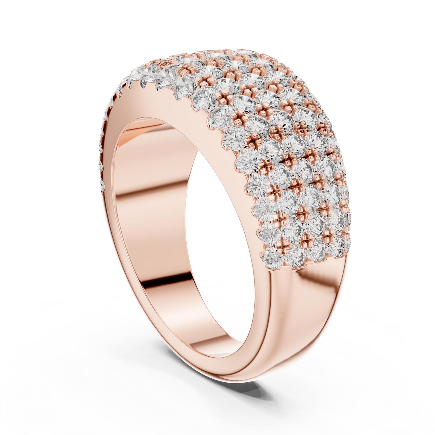 Anillo Abombado de Siete Filas con Diamantes Round Brilliant 2.28ctw en Córdoba, España | Diamantes Creados en Laboratorio Color D Claridad VS | Oro 10K/18K, Plata y Platino (Tallas Disponibles 8-20)