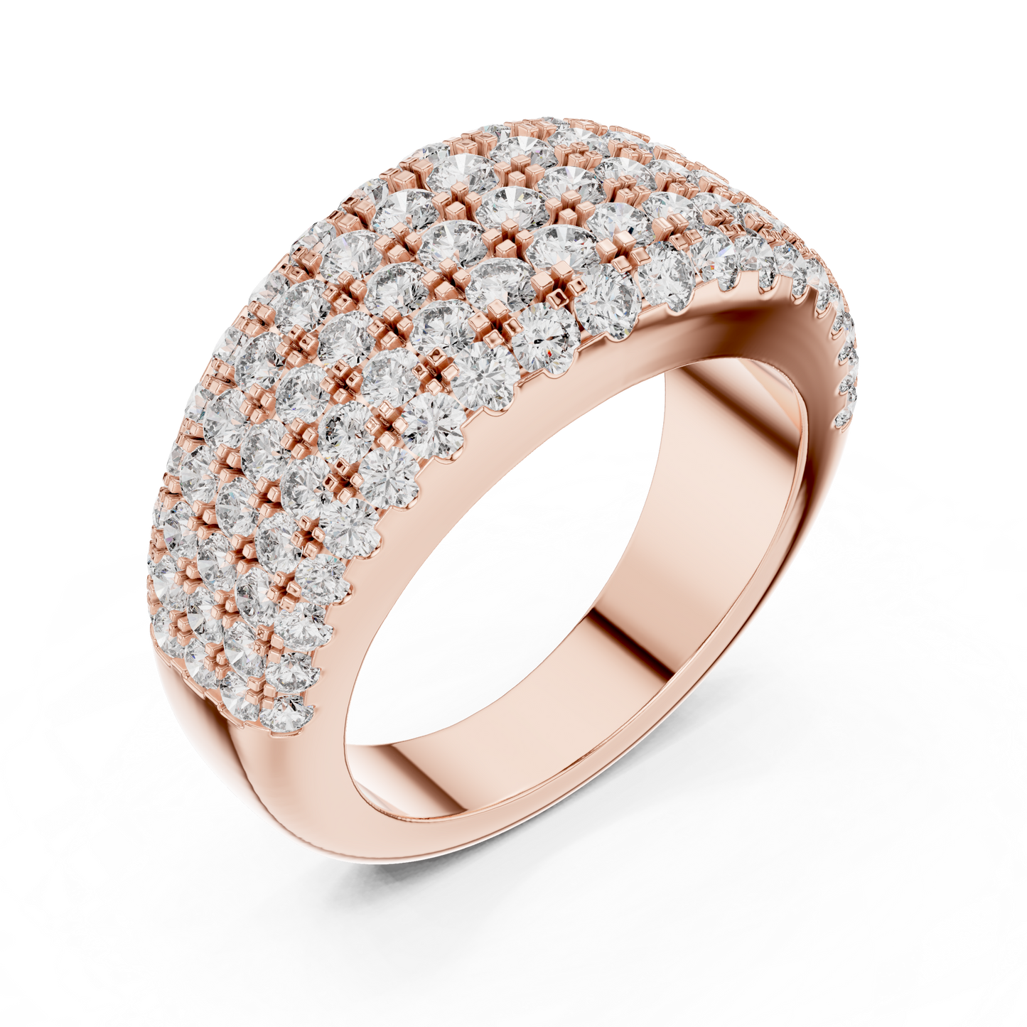 Anillo Abombado de Siete Filas con Diamantes Round Brilliant 2.28ctw en Córdoba, España | Diamantes Creados en Laboratorio Color D Claridad VS | Oro 10K/18K, Plata y Platino (Tallas Disponibles 8-20)