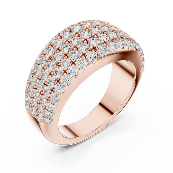 Anillo Abombado de Siete Filas con Diamantes Round Brilliant 2.28ctw | Diamantes Creados en Laboratorio Color D Claridad VS | Oro 10K/18K, Plata y Platino (Tallas Disponibles 8-20)
