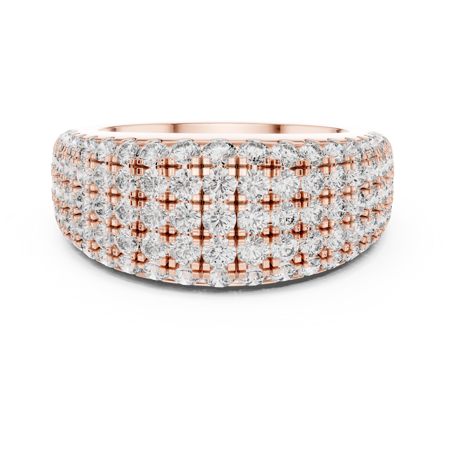 Anillo Abombado de Siete Filas con Diamantes Round Brilliant 2.28ctw en Córdoba, España | Diamantes Creados en Laboratorio Color D Claridad VS | Oro 10K/18K, Plata y Platino (Tallas Disponibles 8-20)