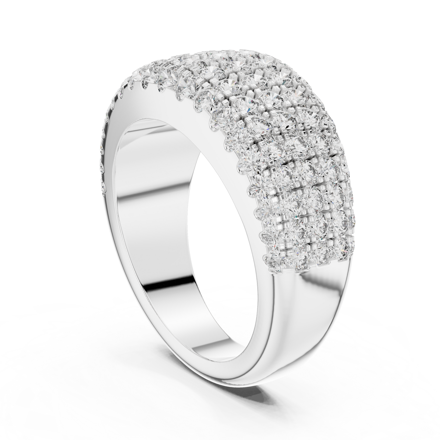 Anillo Abombado de Siete Filas con Diamantes Round Brilliant 2.28ctw en Córdoba, España | Diamantes Creados en Laboratorio Color D Claridad VS | Oro 10K/18K, Plata y Platino (Tallas Disponibles 8-20)
