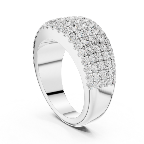 Anillo Abombado de Siete Filas con Diamantes Round Brilliant 2.28ctw | Diamantes Creados en Laboratorio Color D Claridad VS | Oro 10K/18K, Plata y Platino (Tallas Disponibles 8-20)
