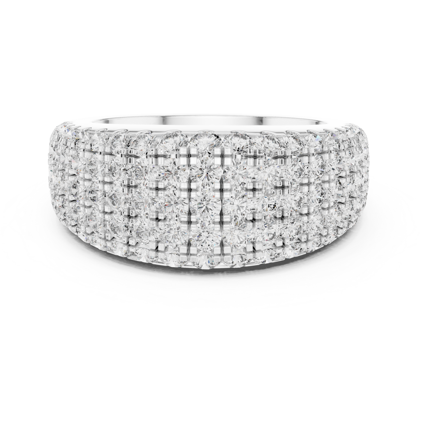 Anillo Abombado de Siete Filas con Diamantes Round Brilliant 2.28ctw en Córdoba, España | Diamantes Creados en Laboratorio Color D Claridad VS | Oro 10K/18K, Plata y Platino (Tallas Disponibles 8-20)