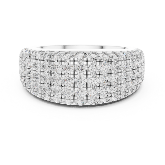 Anillo Abombado de Siete Filas con Diamantes Round Brilliant 2.28ctw en Córdoba, España | Diamantes Creados en Laboratorio Color D Claridad VS | Oro 10K/18K, Plata y Platino (Tallas Disponibles 8-20)