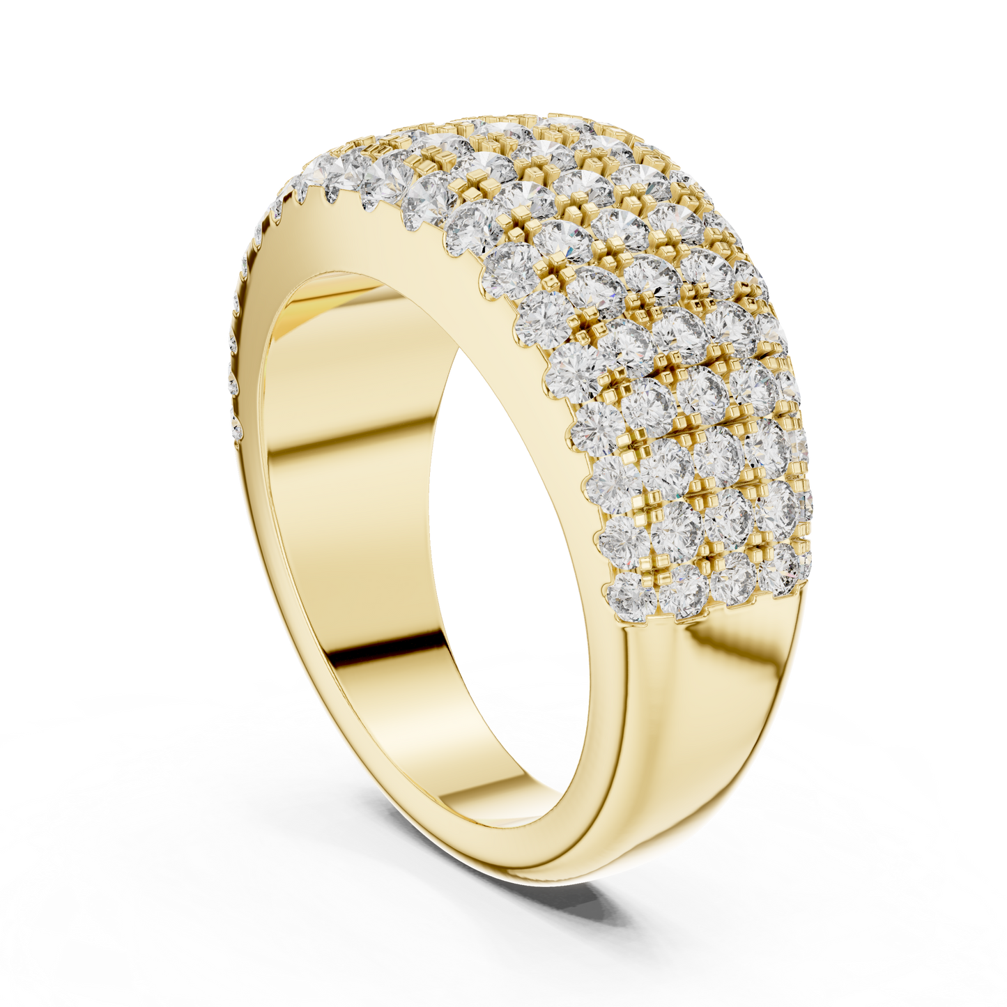 Anillo Abombado de Siete Filas con Diamantes Round Brilliant 2.28ctw en Córdoba, España | Diamantes Creados en Laboratorio Color D Claridad VS | Oro 10K/18K, Plata y Platino (Tallas Disponibles 8-20)