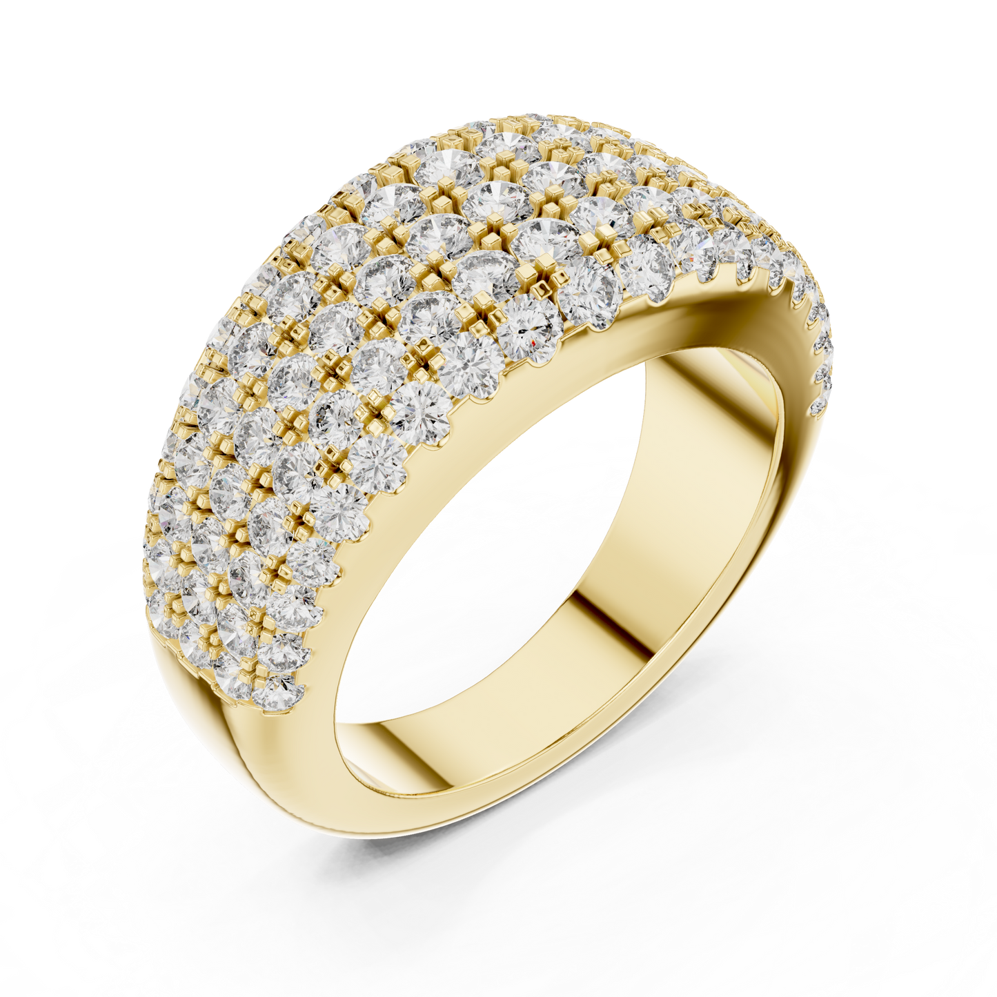 Anillo Abombado de Siete Filas con Diamantes Round Brilliant 2.28ctw en Córdoba, España | Diamantes Creados en Laboratorio Color D Claridad VS | Oro 10K/18K, Plata y Platino (Tallas Disponibles 8-20)