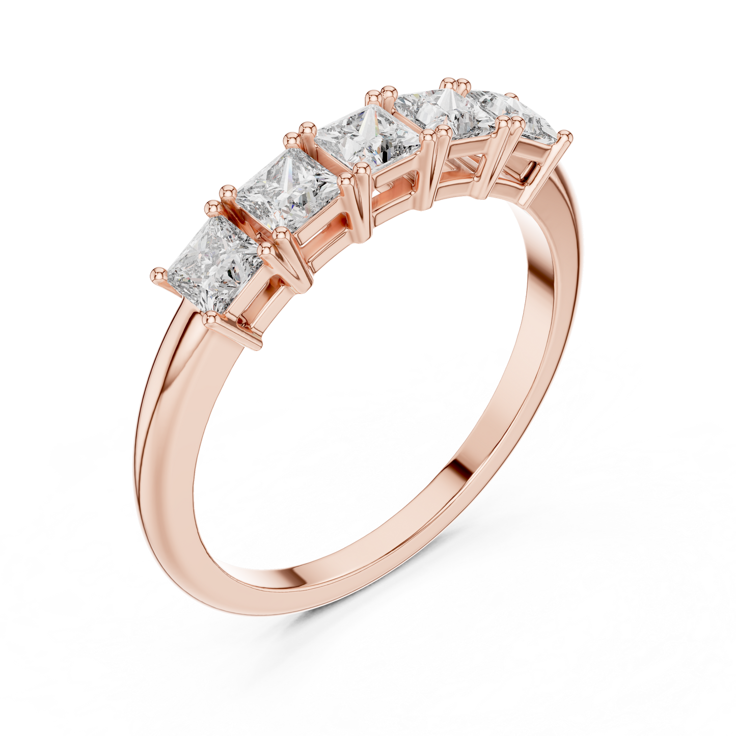 Banda de Aniversario de Cinco Piedras Corte Princesa 0.65ctw en Córdoba, España | Diamante Creado en Laboratorio Color D Claridad VS | Oro 10K/18K, Plata y Platino (Tallas Disponibles 8-20)