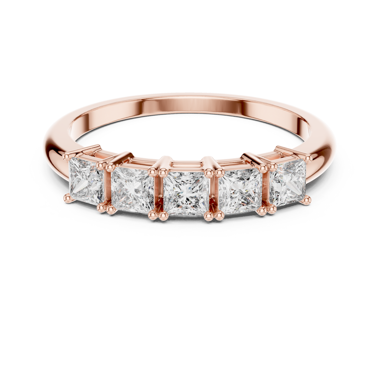 Banda de Aniversario de Cinco Piedras Corte Princesa 0.65ctw en Córdoba, España | Diamante Creado en Laboratorio Color D Claridad VS | Oro 10K/18K, Plata y Platino (Tallas Disponibles 8-20)