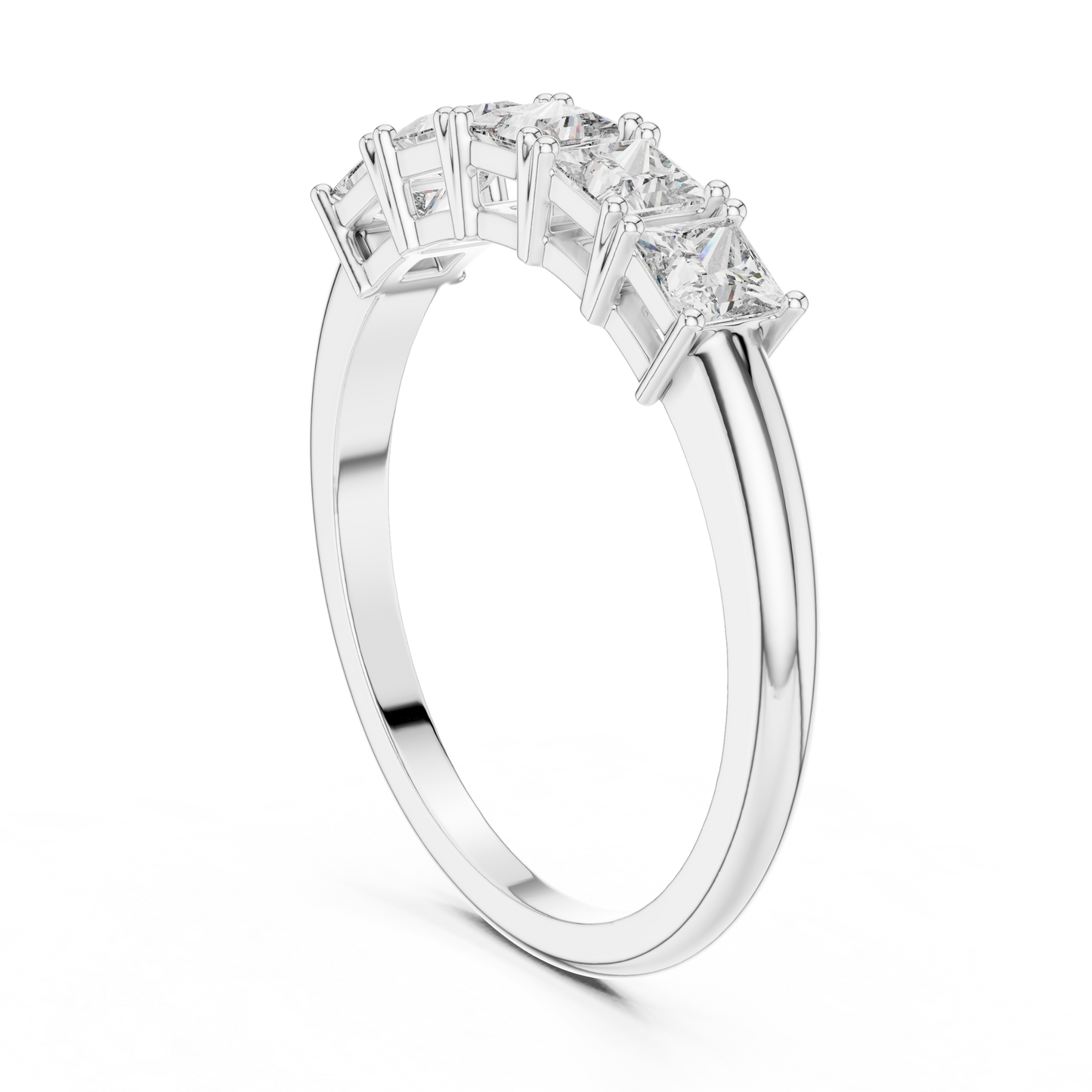 Banda de Aniversario de Cinco Piedras Corte Princesa 0.65ctw en Córdoba, España | Diamante Creado en Laboratorio Color D Claridad VS | Oro 10K/18K, Plata y Platino (Tallas Disponibles 8-20)