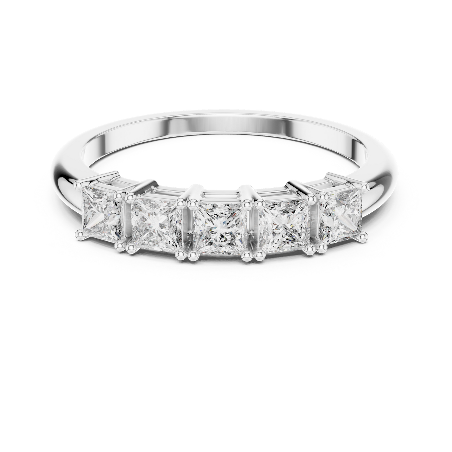 Banda de Aniversario de Cinco Piedras Corte Princesa 0.65ctw en Córdoba, España | Diamante Creado en Laboratorio Color D Claridad VS | Oro 10K/18K, Plata y Platino (Tallas Disponibles 8-20)