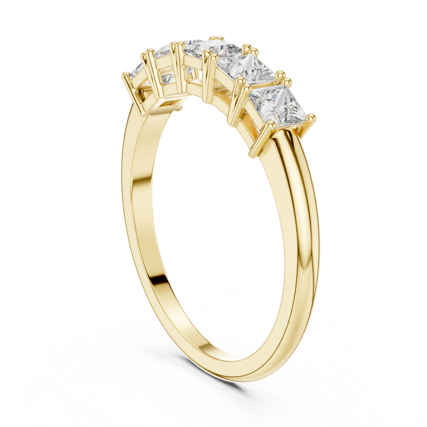 Banda de Aniversario de Cinco Piedras Corte Princesa 0.65ctw en Córdoba, España | Diamante Creado en Laboratorio Color D Claridad VS | Oro 10K/18K, Plata y Platino (Tallas Disponibles 8-20)