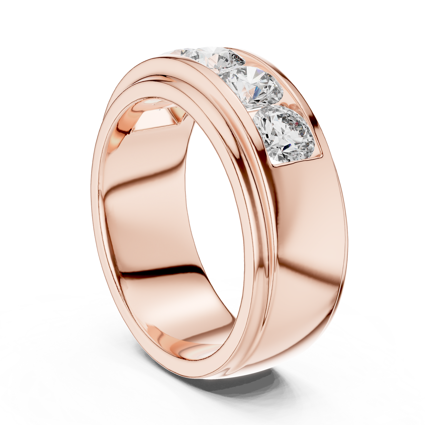 Anillo Banda Channel de Cinco Piedras 1.75ctw Redondo Brillante en Córdoba, España | Diamante Creado en Laboratorio Color D Claridad VS | Oro 10K/18K, Plata y Platino (Tallas Disponibles 8-20)