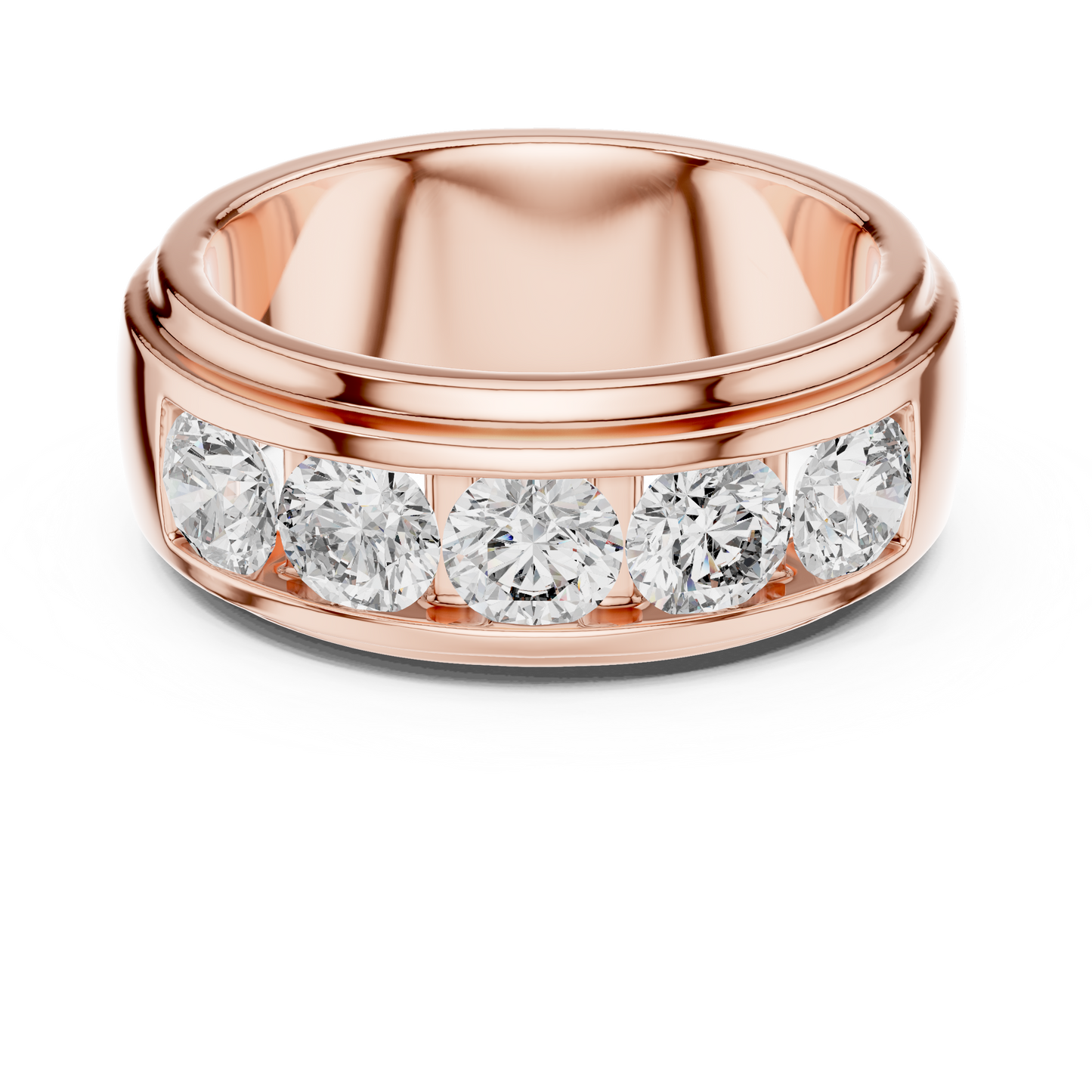 Anillo Banda Channel de Cinco Piedras 1.75ctw Redondo Brillante en Córdoba, España | Diamante Creado en Laboratorio Color D Claridad VS | Oro 10K/18K, Plata y Platino (Tallas Disponibles 8-20)