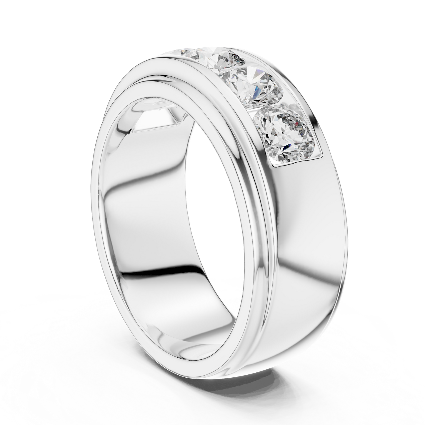 Anillo Banda Channel de Cinco Piedras 1.75ctw Redondo Brillante en Córdoba, España | Diamante Creado en Laboratorio Color D Claridad VS | Oro 10K/18K, Plata y Platino (Tallas Disponibles 8-20)