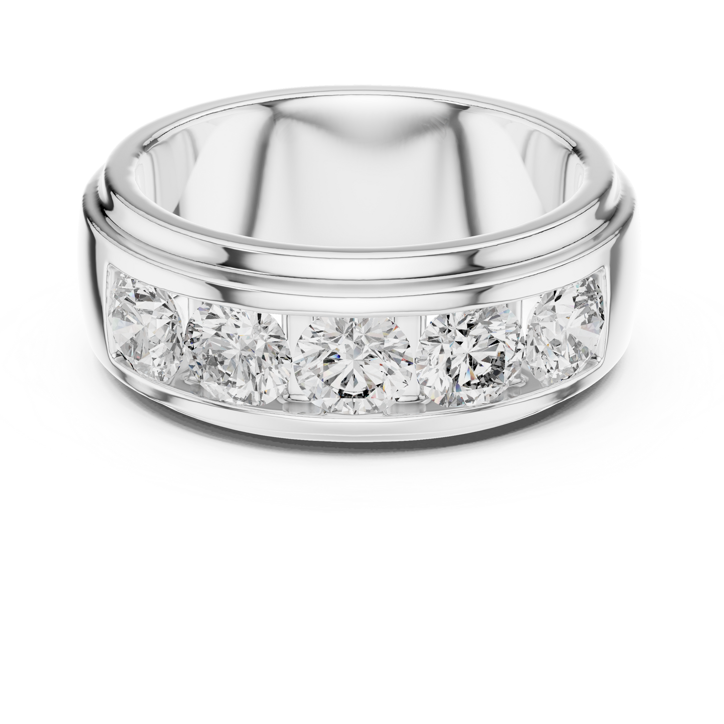 Anillo Banda Channel de Cinco Piedras 1.75ctw Redondo Brillante en Córdoba, España | Diamante Creado en Laboratorio Color D Claridad VS | Oro 10K/18K, Plata y Platino (Tallas Disponibles 8-20)