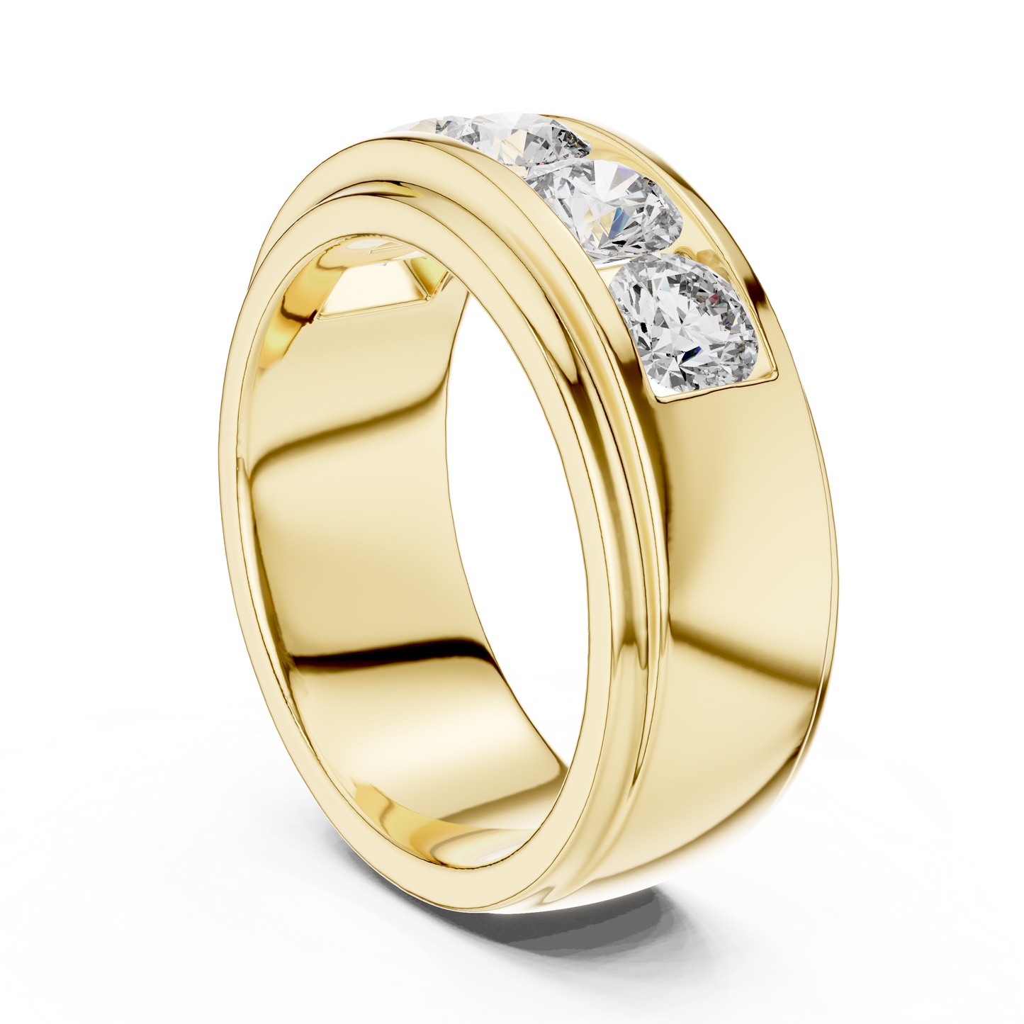 Anillo Banda Channel de Cinco Piedras 1.75ctw Redondo Brillante en Córdoba, España | Diamante Creado en Laboratorio Color D Claridad VS | Oro 10K/18K, Plata y Platino (Tallas Disponibles 8-20)