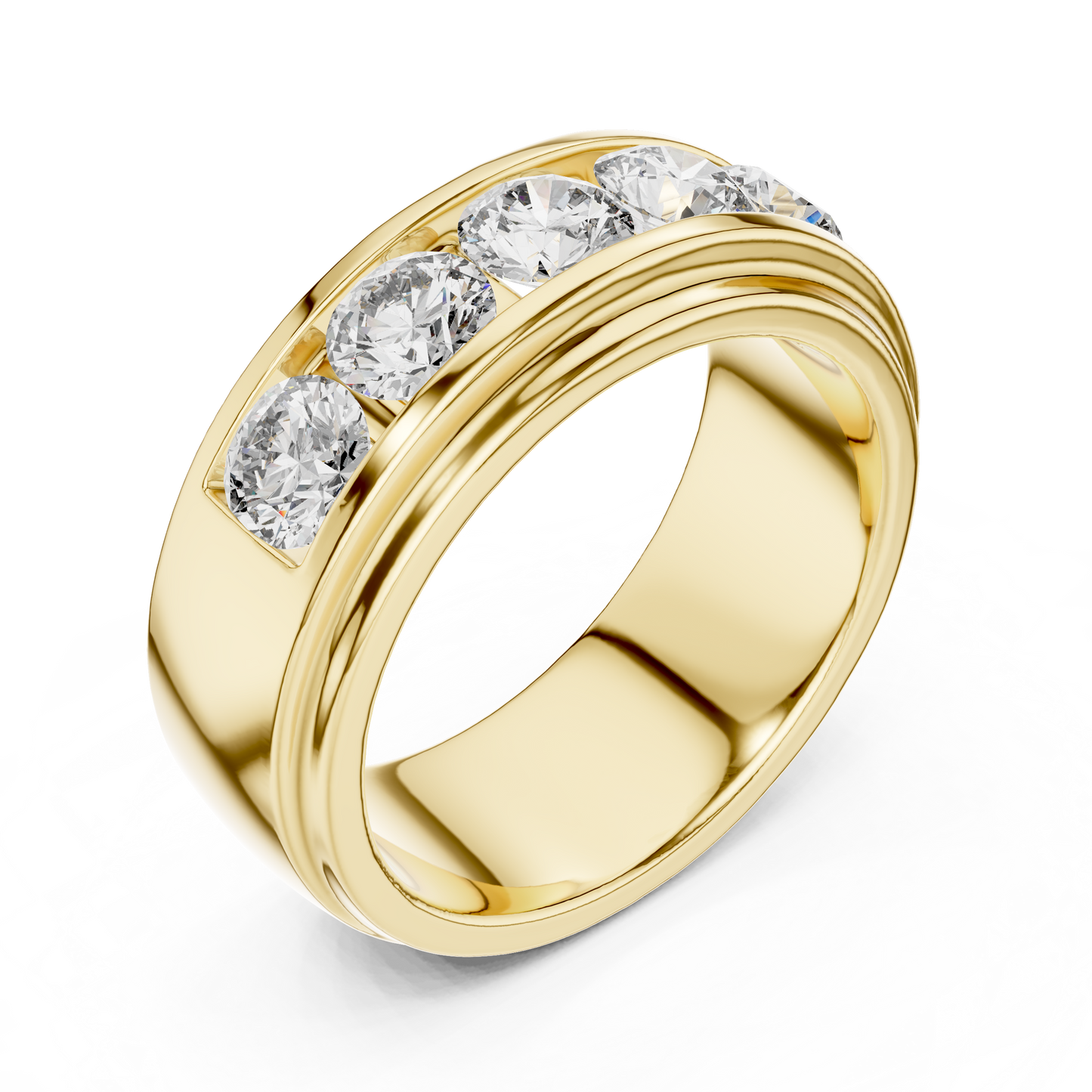 Anillo Banda Channel de Cinco Piedras 1.75ctw Redondo Brillante en Córdoba, España | Diamante Creado en Laboratorio Color D Claridad VS | Oro 10K/18K, Plata y Platino (Tallas Disponibles 8-20)