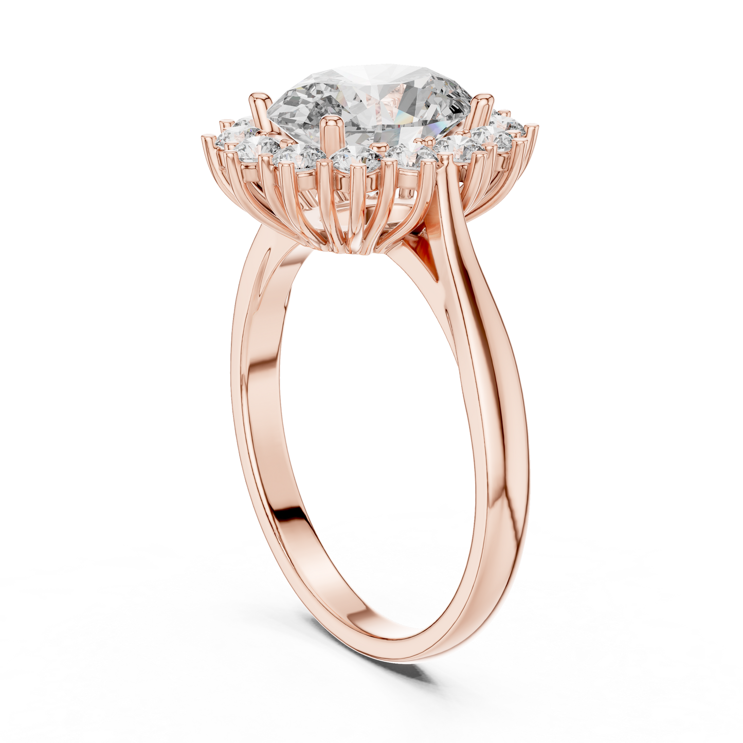Anillo Halo Ovalado Sunburst 2.56ctw en Córdoba, España | Diamante Creado en Laboratorio Color D Claridad VS | Oro 10K/18K, Plata y Platino (Tallas Disponibles 8-20)