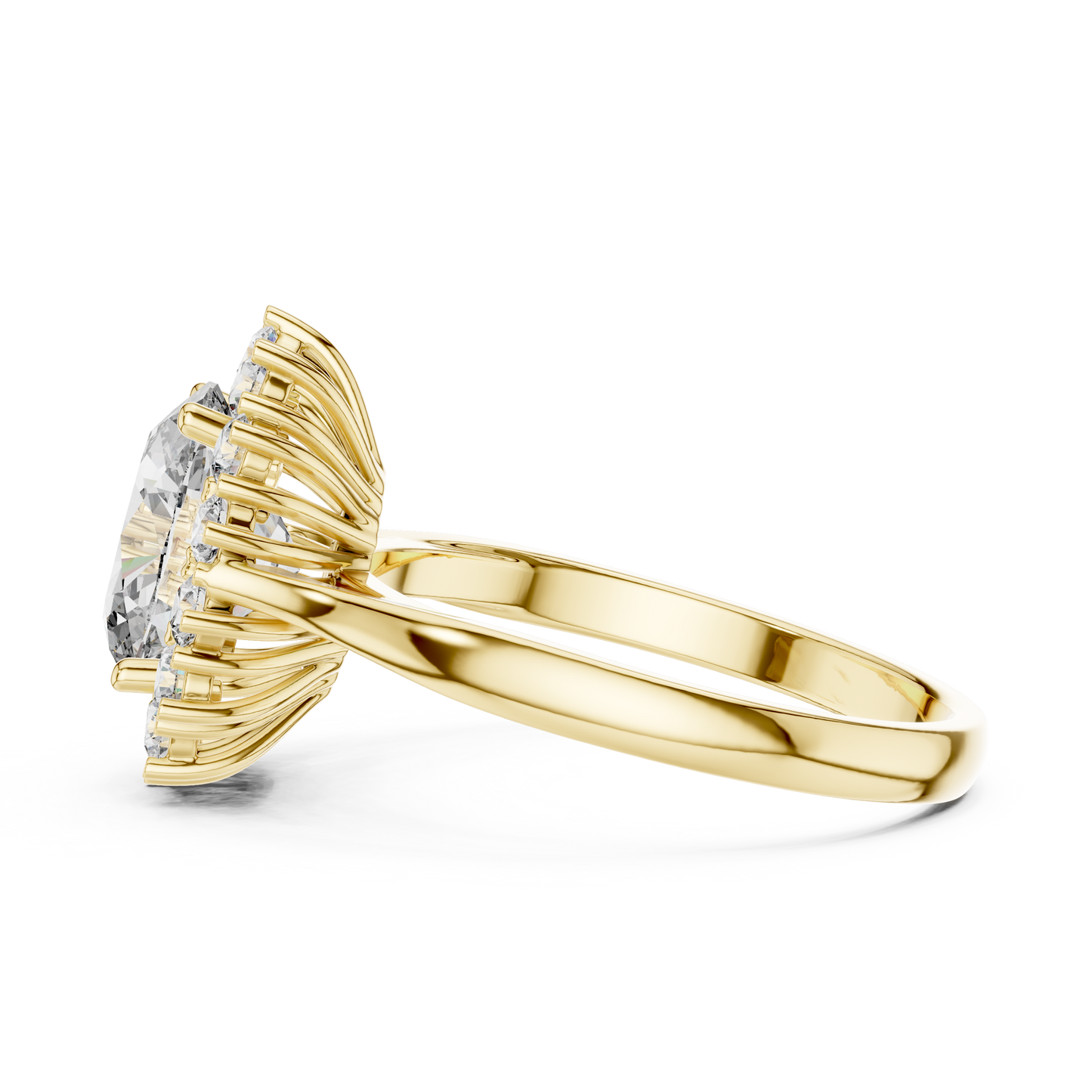Anillo Halo Ovalado Sunburst 2.56ctw en Córdoba, España | Diamante Creado en Laboratorio Color D Claridad VS | Oro 10K/18K, Plata y Platino (Tallas Disponibles 8-20)