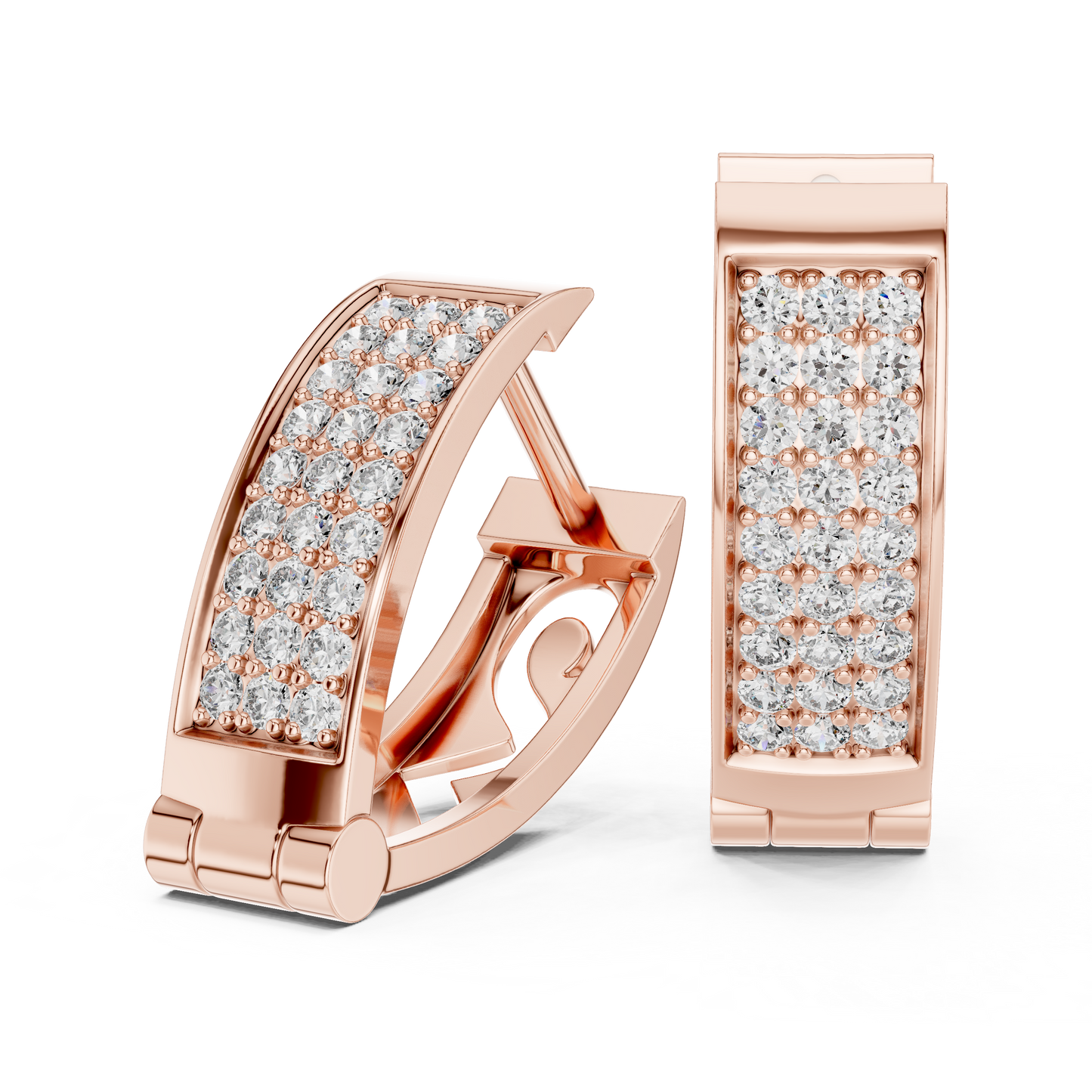 Pendientes Aro Huggie con Diamantes Pavé 0.54ctw en Córdoba, España | Diamantes Round Brilliant de 1.30mm Creados en Laboratorio | Oro 10K/14K/18K, Plata y Platino