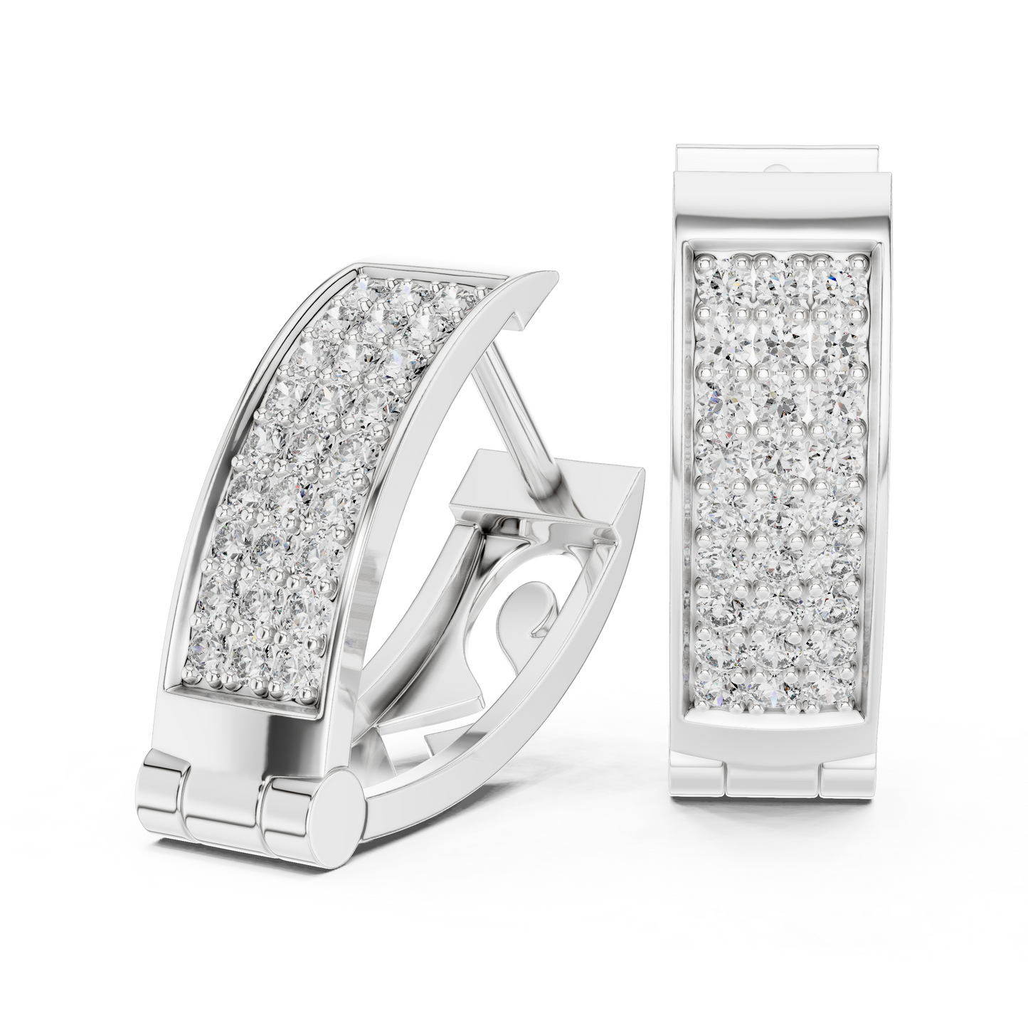 Pendientes Aro Huggie con Diamantes Pavé 0.54ctw en Córdoba, España | Diamantes Round Brilliant de 1.30mm Creados en Laboratorio | Oro 10K/14K/18K, Plata y Platino