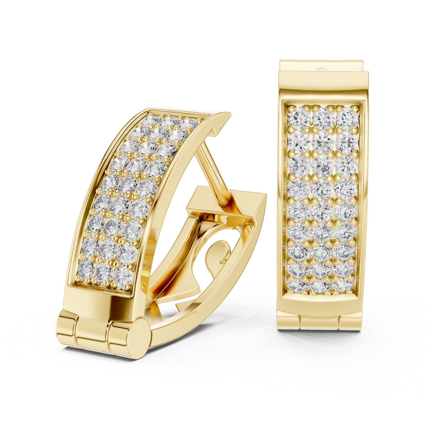 Pendientes Aro Huggie con Diamantes Pavé 0.54ctw en Córdoba, España | Diamantes Round Brilliant de 1.30mm Creados en Laboratorio | Oro 10K/14K/18K, Plata y Platino