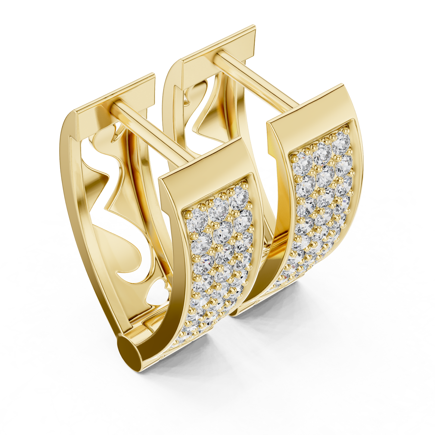 Pendientes Aro Huggie con Diamantes Pavé 0.54ctw en Córdoba, España | Diamantes Round Brilliant de 1.30mm Creados en Laboratorio | Oro 10K/14K/18K, Plata y Platino