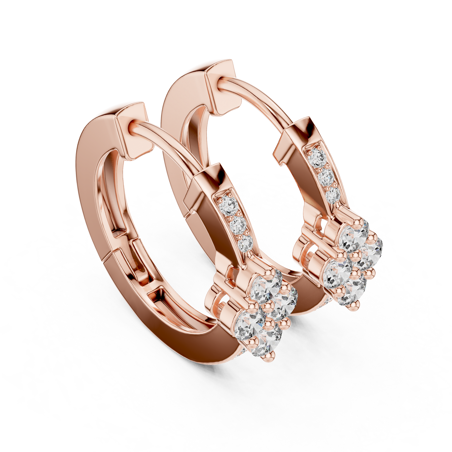 Pendientes Huggie con Cluster y Pavé de Diamantes 0.39ctw en Córdoba, España | Diamantes Round Brilliant Creados en Laboratorio, Color D, Claridad VS | Oro 10K/18K, Plata y Platino