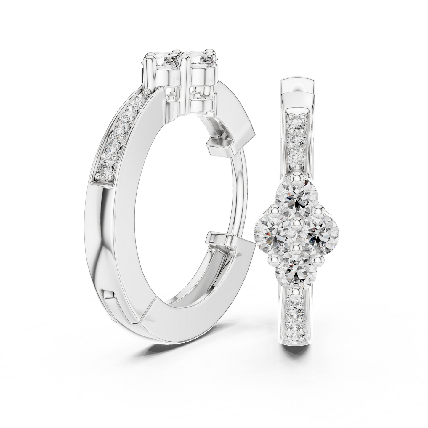 Pendientes Huggie con Cluster y Pavé de Diamantes 0.39ctw en Córdoba, España | Diamantes Round Brilliant Creados en Laboratorio, Color D, Claridad VS | Oro 10K/18K, Plata y Platino