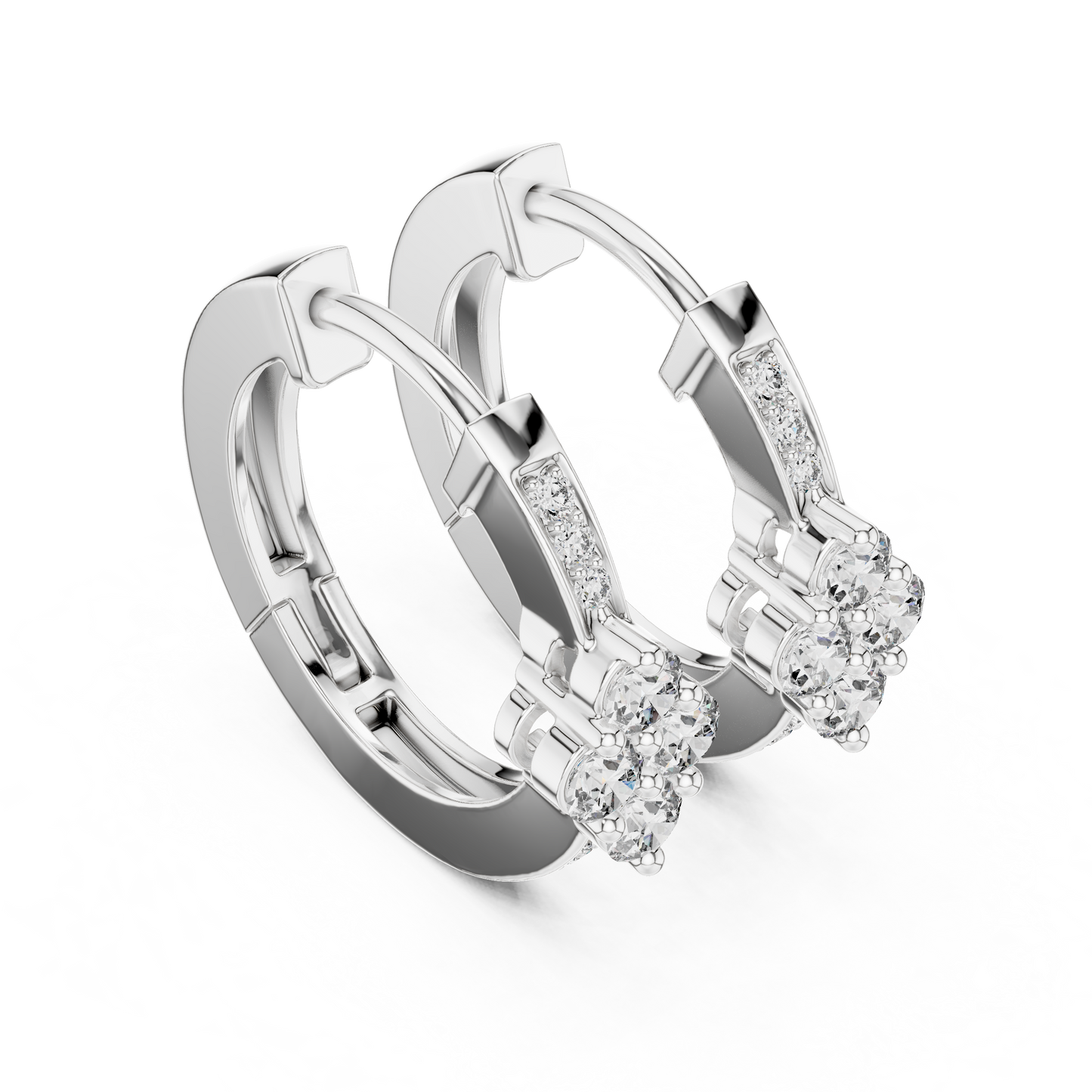 Pendientes Huggie con Cluster y Pavé de Diamantes 0.39ctw en Córdoba, España | Diamantes Round Brilliant Creados en Laboratorio, Color D, Claridad VS | Oro 10K/18K, Plata y Platino