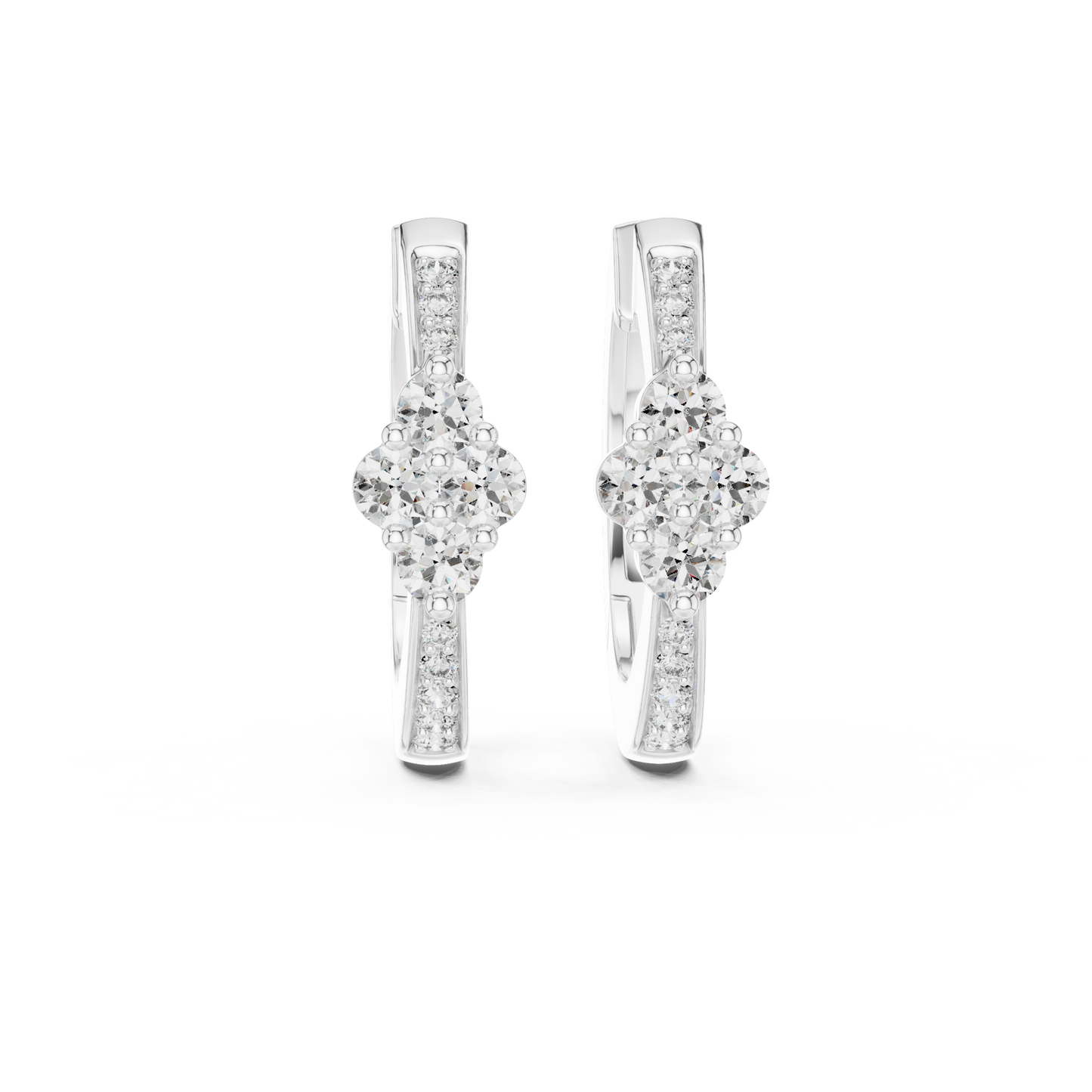 Pendientes Huggie con Cluster y Pavé de Diamantes 0.39ctw en Córdoba, España | Diamantes Round Brilliant Creados en Laboratorio, Color D, Claridad VS | Oro 10K/18K, Plata y Platino