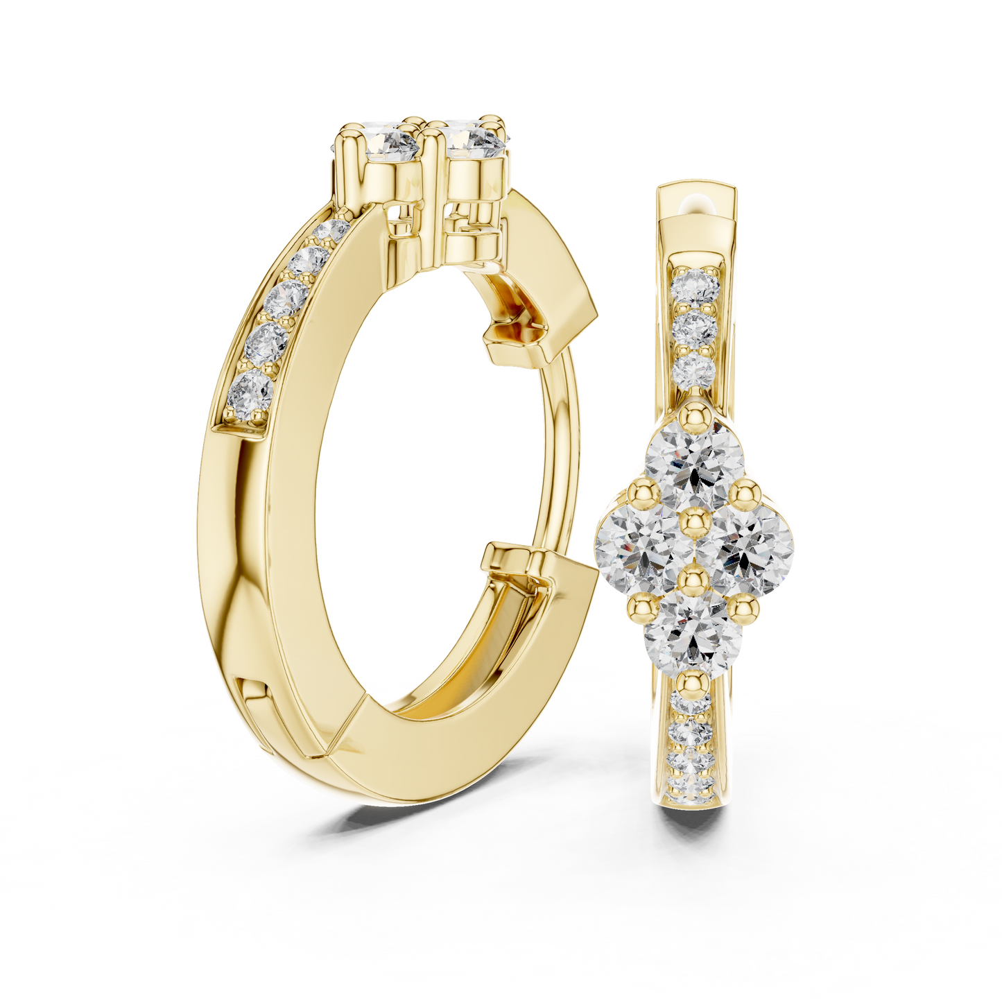 Pendientes Huggie con Cluster y Pavé de Diamantes 0.39ctw en Córdoba, España | Diamantes Round Brilliant Creados en Laboratorio, Color D, Claridad VS | Oro 10K/18K, Plata y Platino