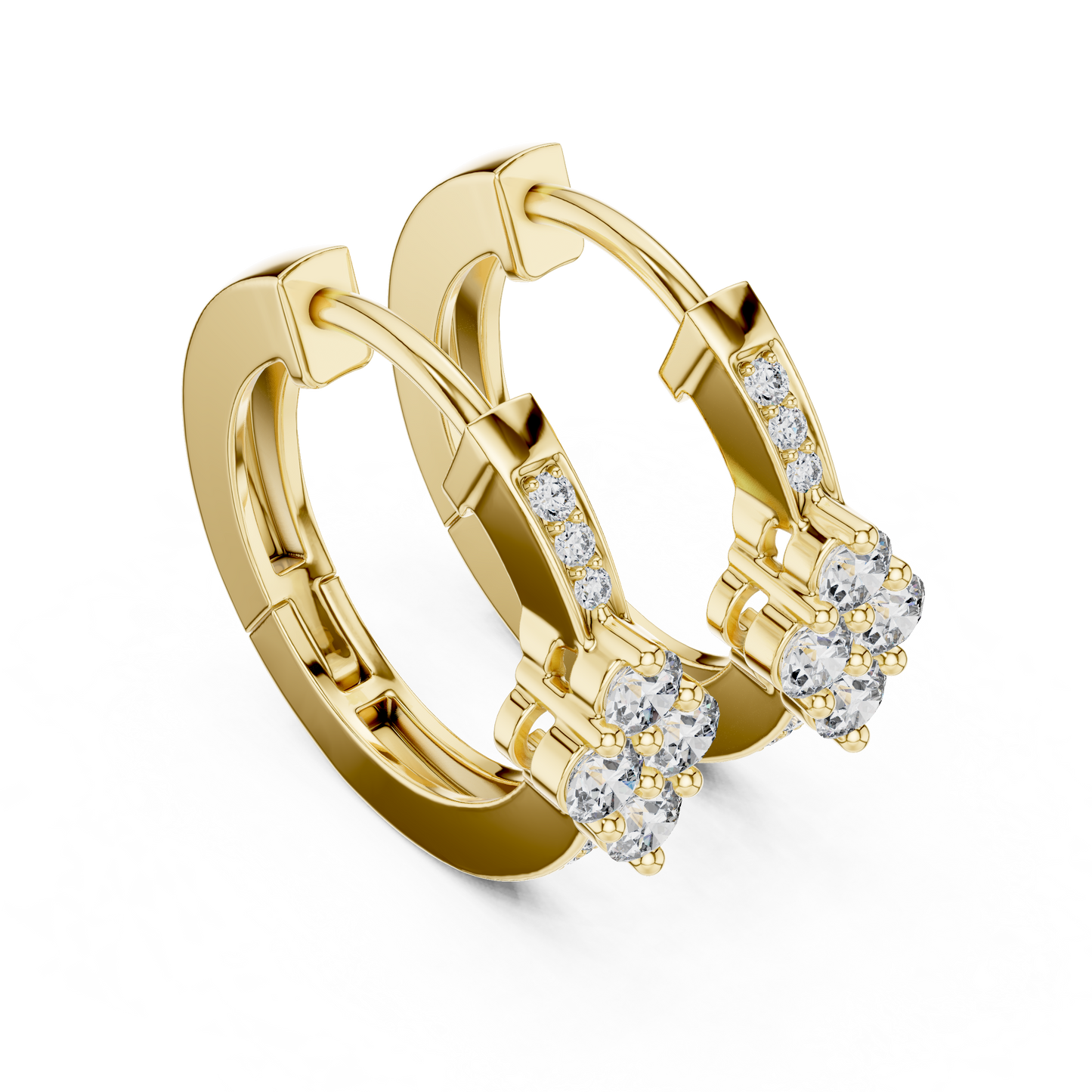 Pendientes Huggie con Cluster y Pavé de Diamantes 0.39ctw en Córdoba, España | Diamantes Round Brilliant Creados en Laboratorio, Color D, Claridad VS | Oro 10K/18K, Plata y Platino
