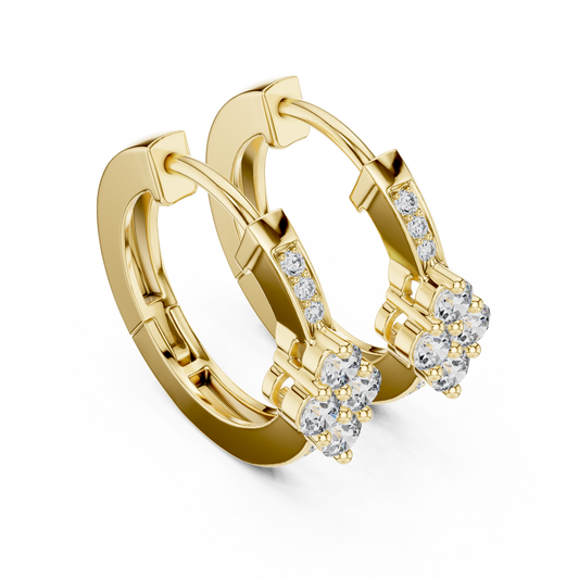 Pendientes Huggie con Cluster y Pavé de Diamantes 0.39ctw en Córdoba, España | Diamantes Round Brilliant Creados en Laboratorio, Color D, Claridad VS | Oro 10K/18K, Plata y Platino