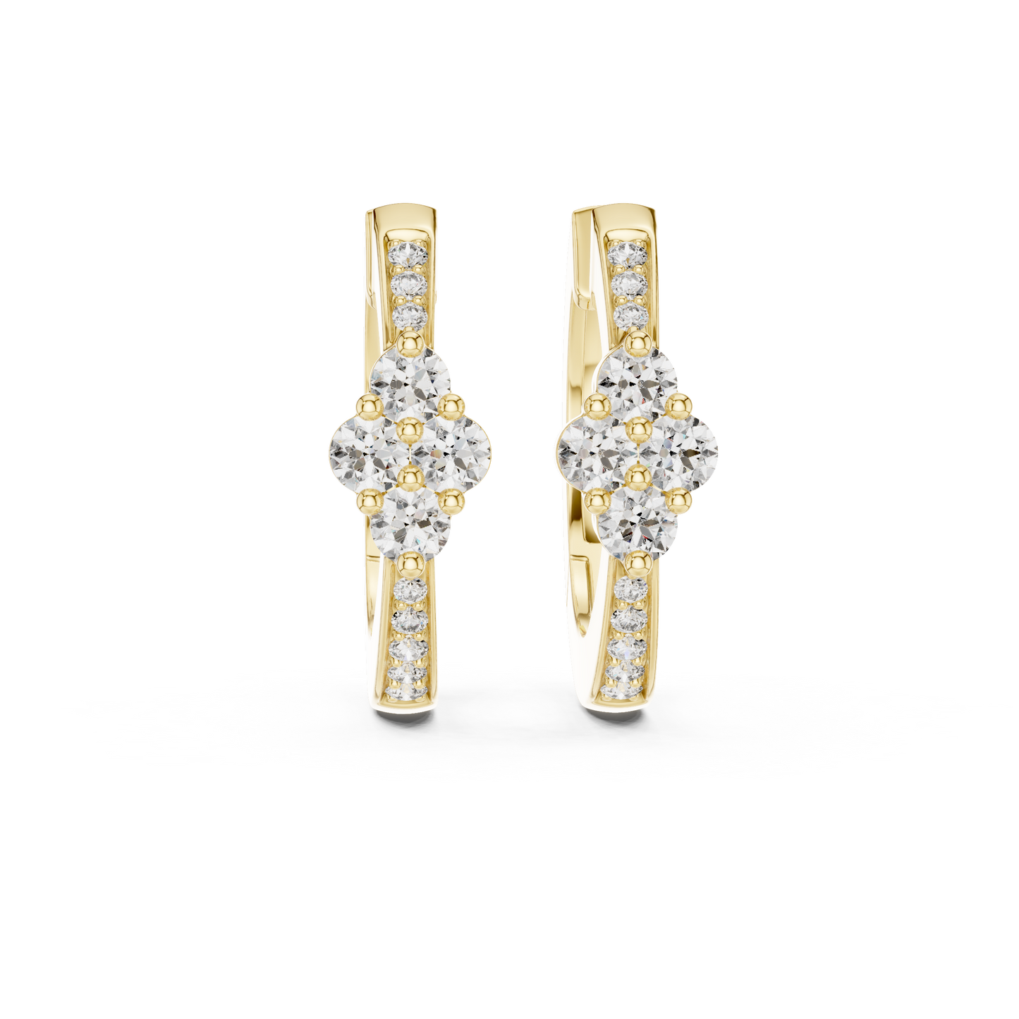 Pendientes Huggie con Cluster y Pavé de Diamantes 0.39ctw en Córdoba, España | Diamantes Round Brilliant Creados en Laboratorio, Color D, Claridad VS | Oro 10K/18K, Plata y Platino
