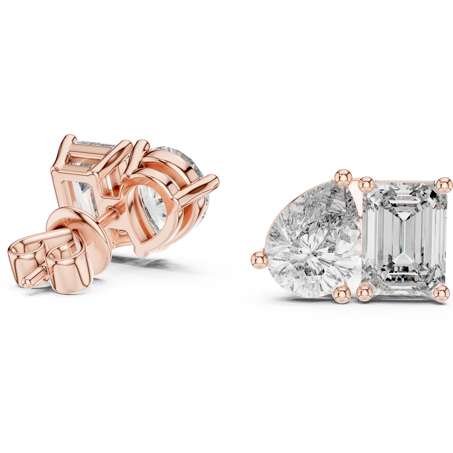 Pendientes Stud Solitario Dúo Pera y Esmeralda 3.60ct en Córdoba, España | Diamante Creado en Laboratorio Color D Claridad VS | Oro 10K/18K, Plata y Platino