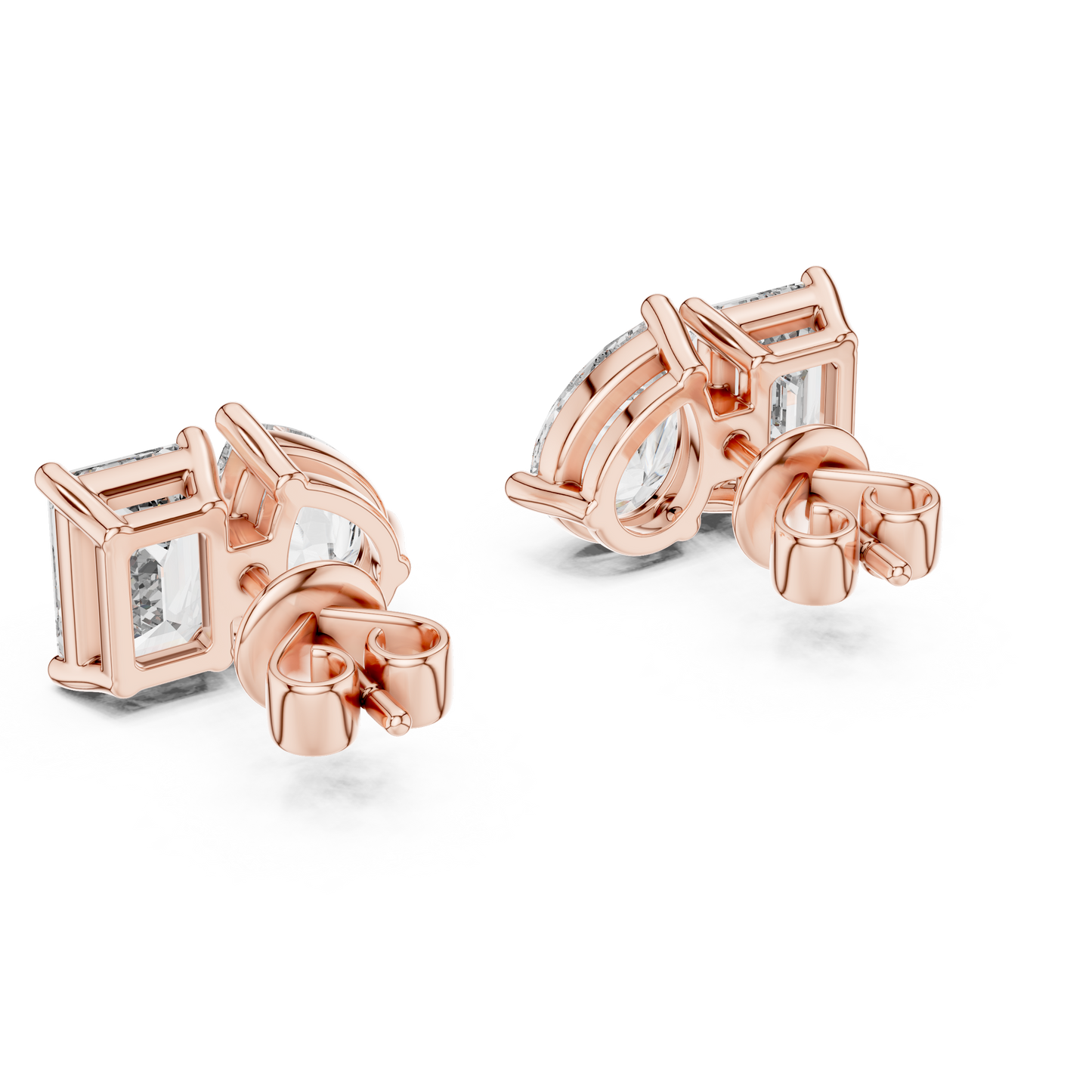 Pendientes Stud Solitario Dúo Pera y Esmeralda 3.60ct en Córdoba, España | Diamante Creado en Laboratorio Color D Claridad VS | Oro 10K/18K, Plata y Platino
