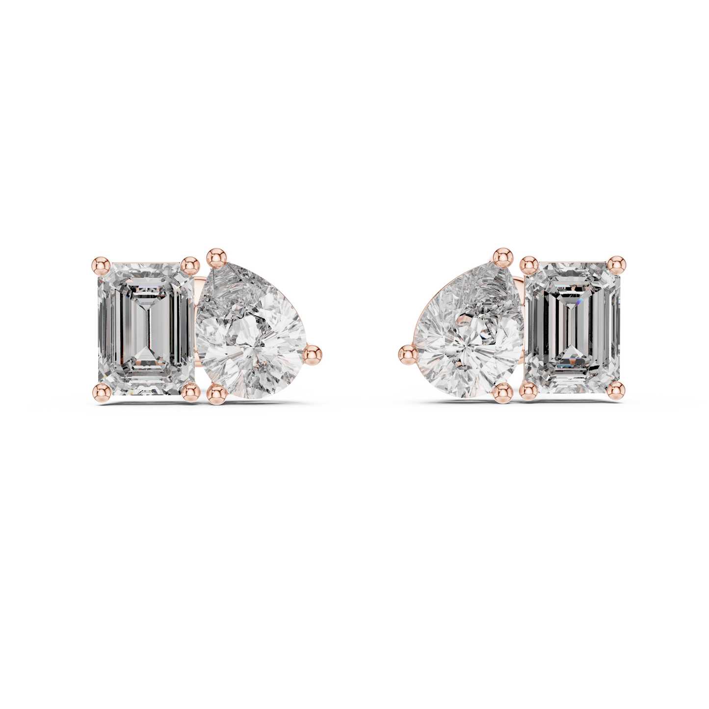 Pendientes Stud Solitario Dúo Pera y Esmeralda 3.60ct en Córdoba, España | Diamante Creado en Laboratorio Color D Claridad VS | Oro 10K/18K, Plata y Platino