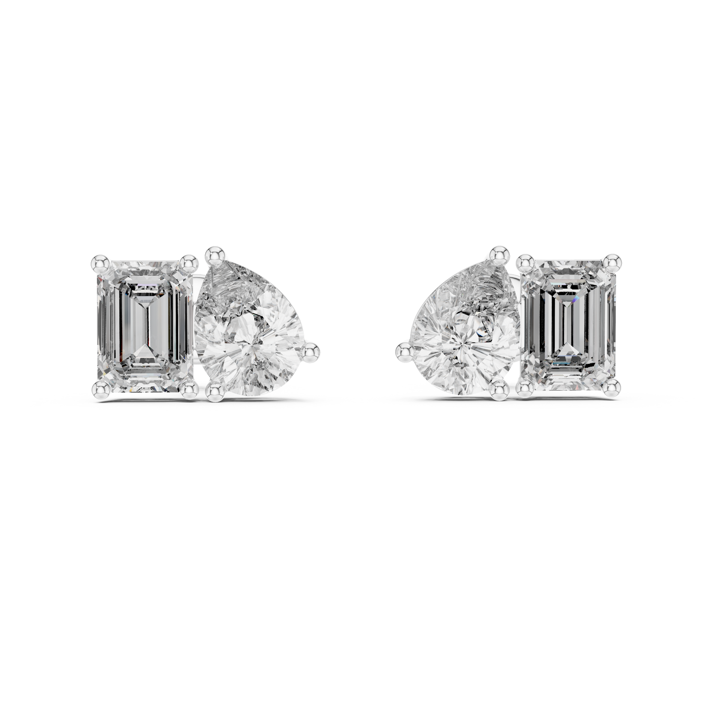 Pendientes Stud Solitario Dúo Pera y Esmeralda 3.60ct en Córdoba, España | Diamante Creado en Laboratorio Color D Claridad VS | Oro 10K/18K, Plata y Platino