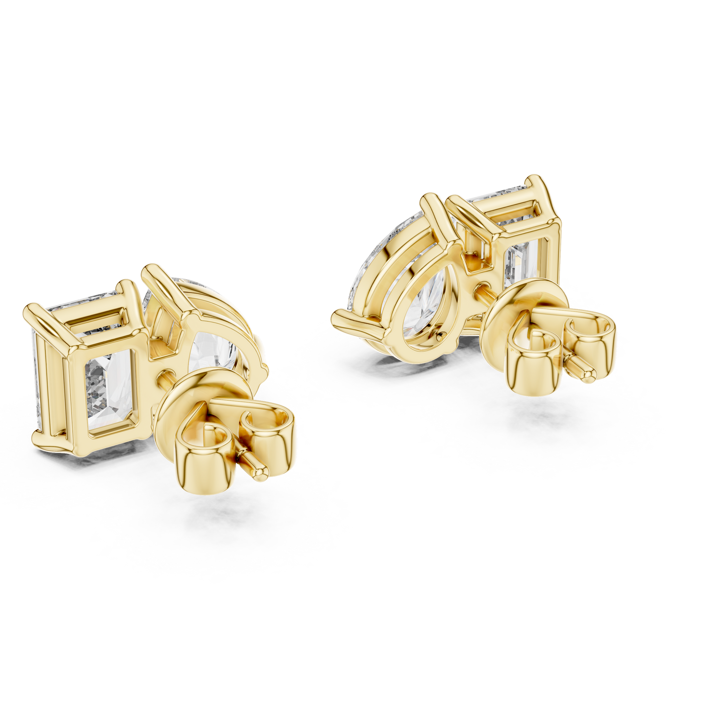 Pendientes Stud Solitario Dúo Pera y Esmeralda 3.60ct en Córdoba, España | Diamante Creado en Laboratorio Color D Claridad VS | Oro 10K/18K, Plata y Platino