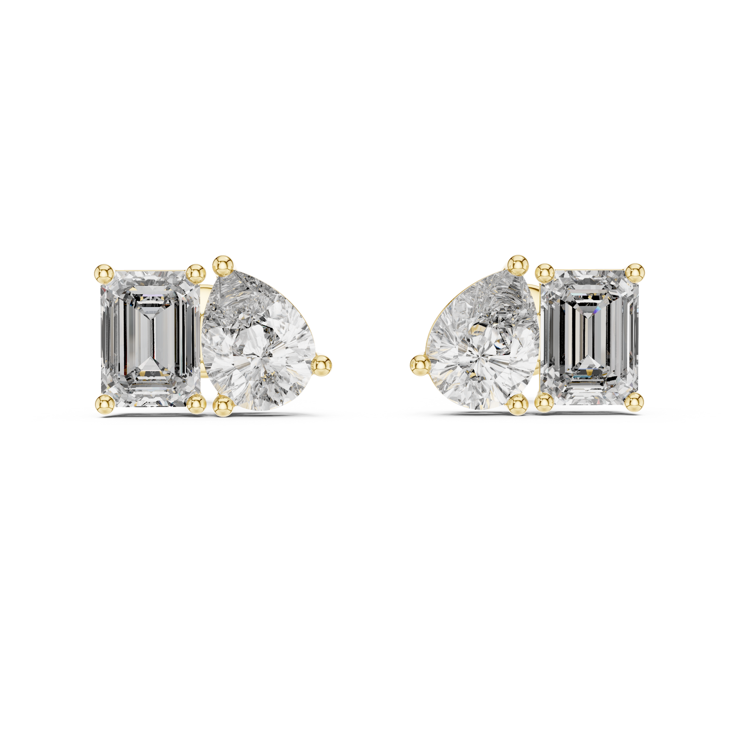 Pendientes Stud Solitario Dúo Pera y Esmeralda 3.60ct en Córdoba, España | Diamante Creado en Laboratorio Color D Claridad VS | Oro 10K/18K, Plata y Platino