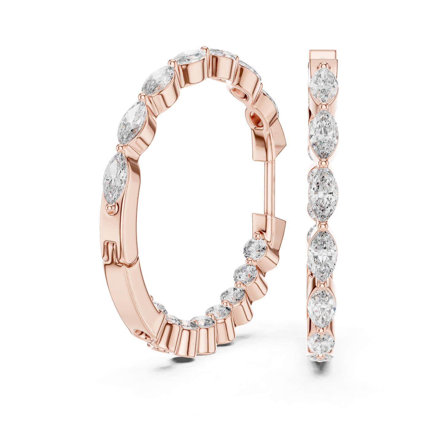Pendientes Aro Alternado Marquise y Redondo 0.65ctw en Córdoba, España | Diamante Creado en Laboratorio Color D Claridad VS | Oro 10K/18K, Plata y Platino