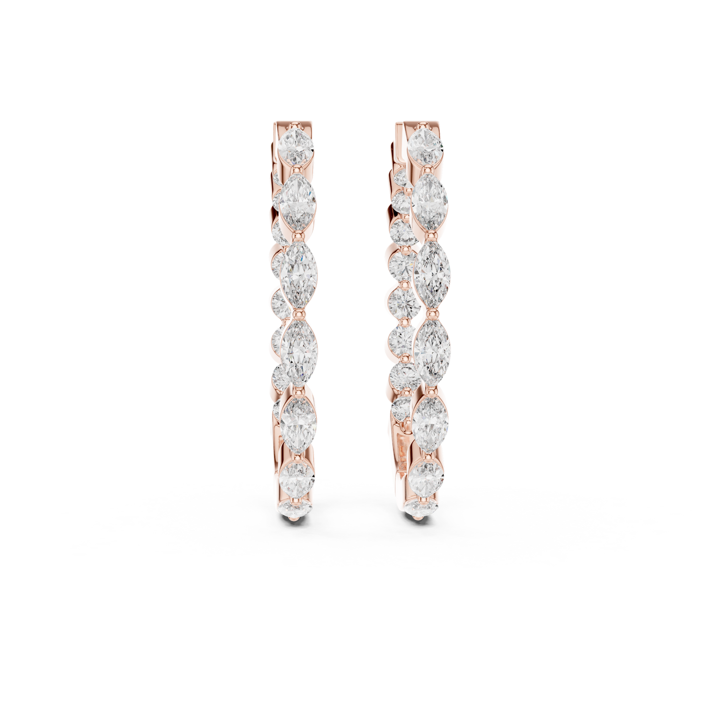 Pendientes Aro Alternado Marquise y Redondo 0.65ctw en Córdoba, España | Diamante Creado en Laboratorio Color D Claridad VS | Oro 10K/18K, Plata y Platino