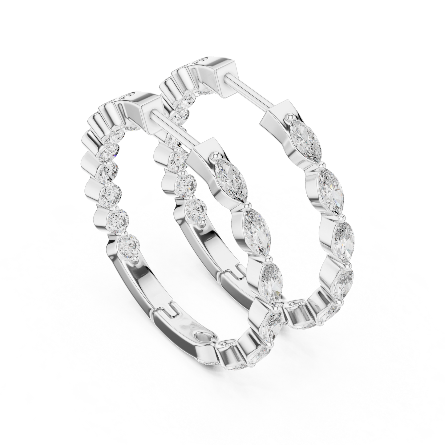 Pendientes Aro Alternado Marquise y Redondo 0.65ctw en Córdoba, España | Diamante Creado en Laboratorio Color D Claridad VS | Oro 10K/18K, Plata y Platino