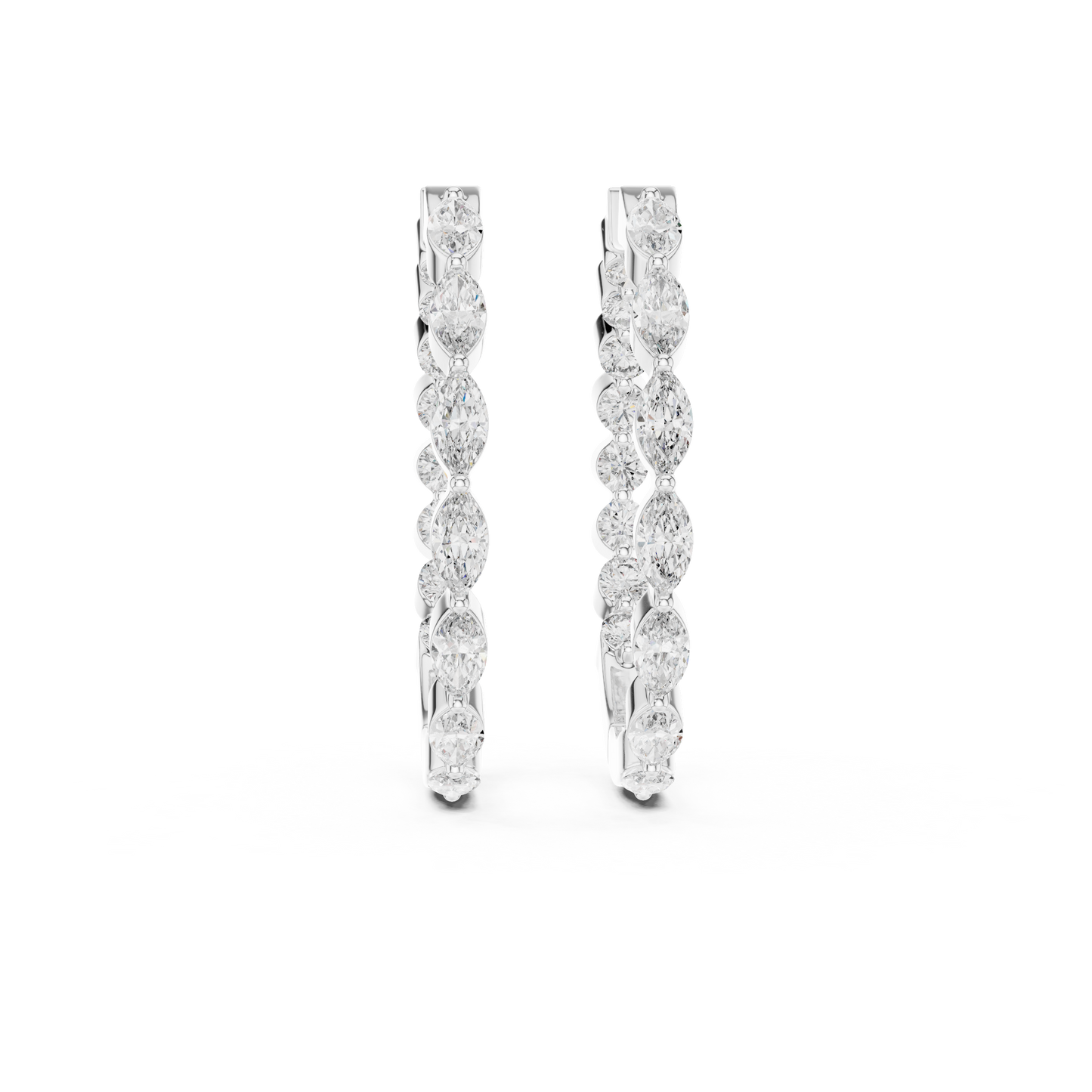 Pendientes Aro Alternado Marquise y Redondo 0.65ctw en Córdoba, España | Diamante Creado en Laboratorio Color D Claridad VS | Oro 10K/18K, Plata y Platino