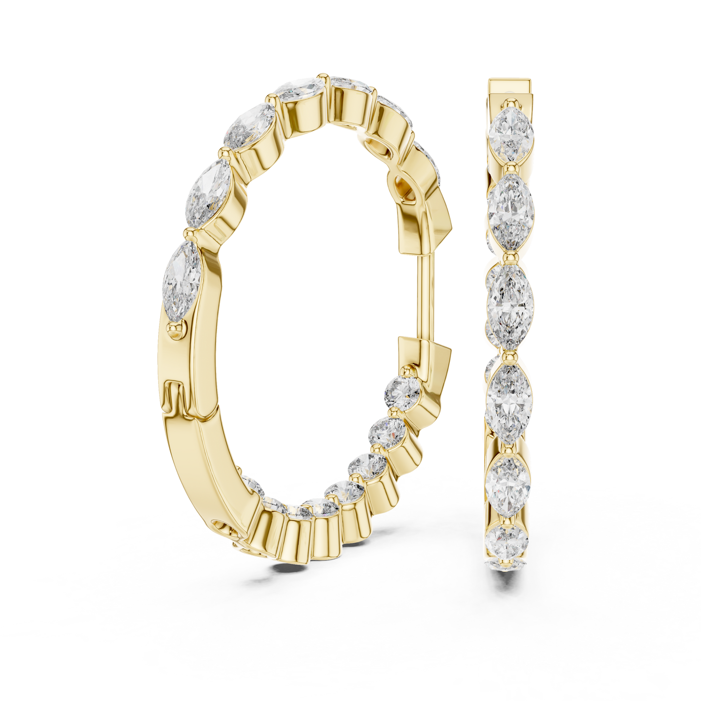 Pendientes Aro Alternado Marquise y Redondo 0.65ctw en Córdoba, España | Diamante Creado en Laboratorio Color D Claridad VS | Oro 10K/18K, Plata y Platino